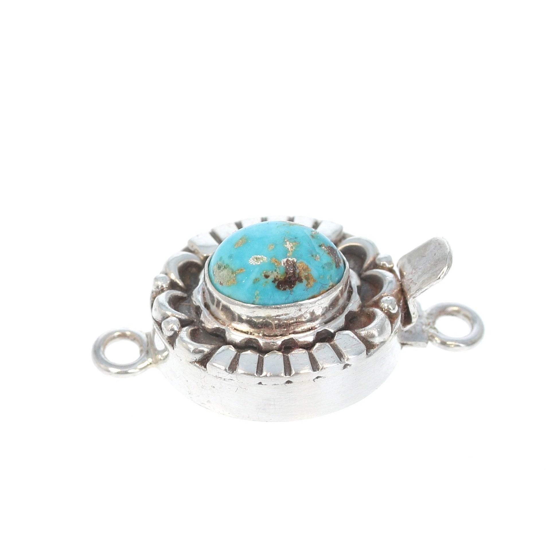 Armenian Turquoise Sterling Silver Clasp Oval Moon Design 11X8mm -NewWorldGems