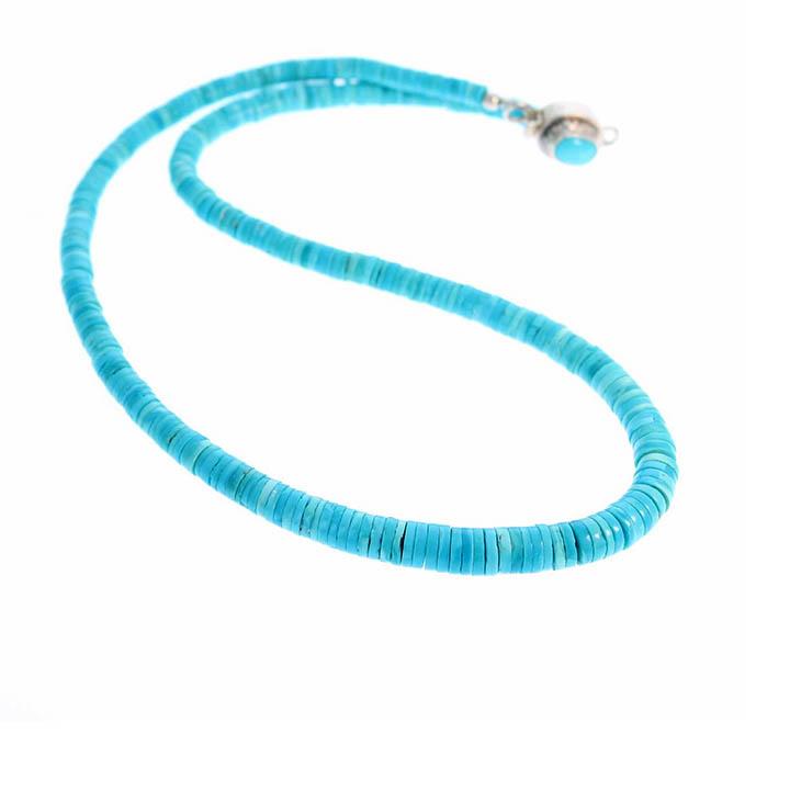 Sleeping Beauty Turquoise Necklace Heshi Beads 17" -NewWorldGems