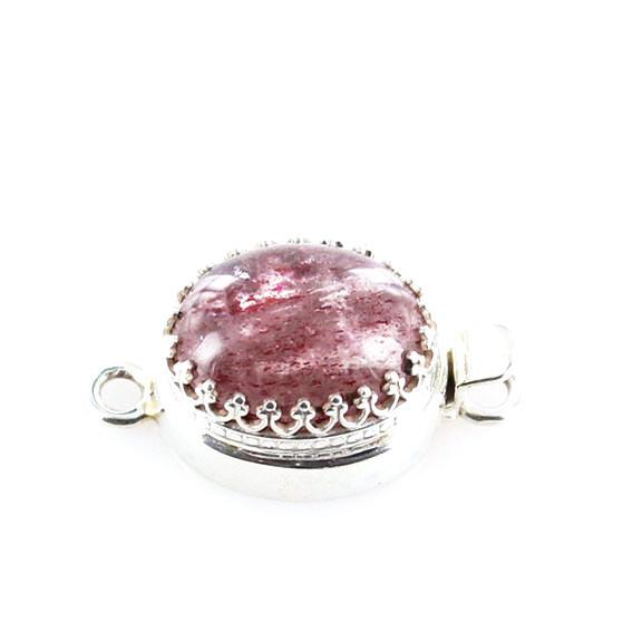 Sterling Silver Strawberry Quartz Oval Clasp 17X13Mm -NewWorldGems