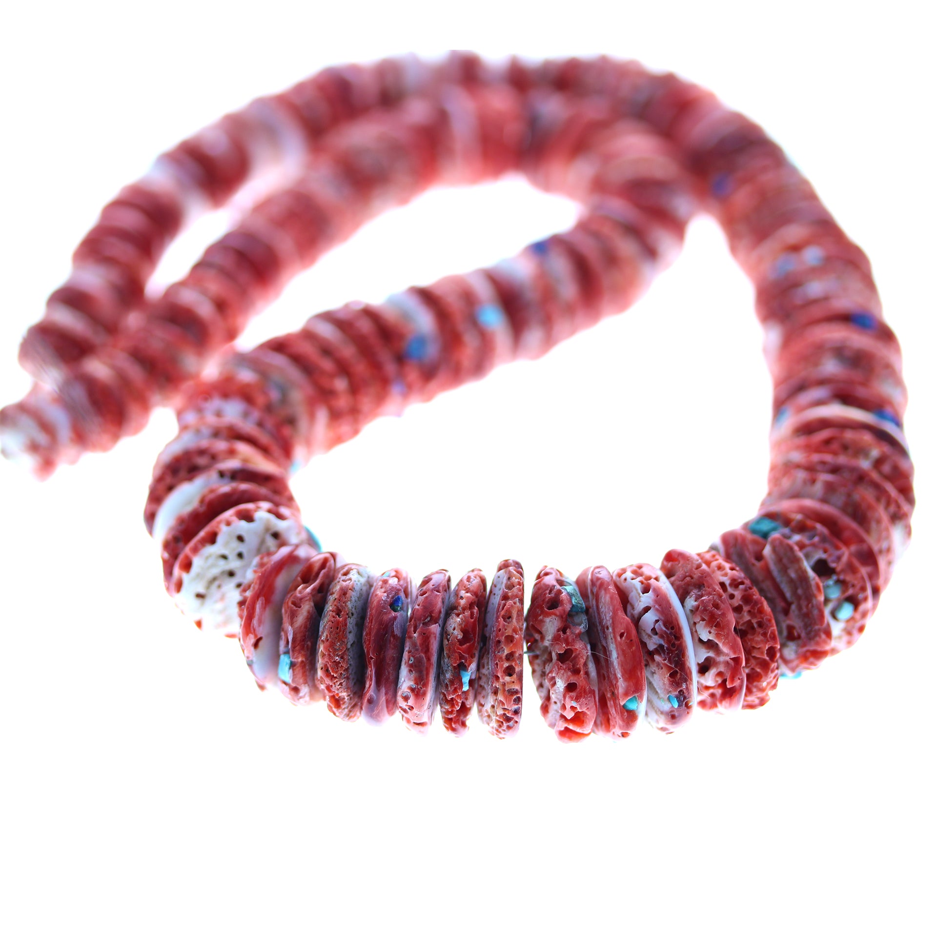 RED SPINY Oyster Beads Turquoise Accents 18mm -NewWorldGems