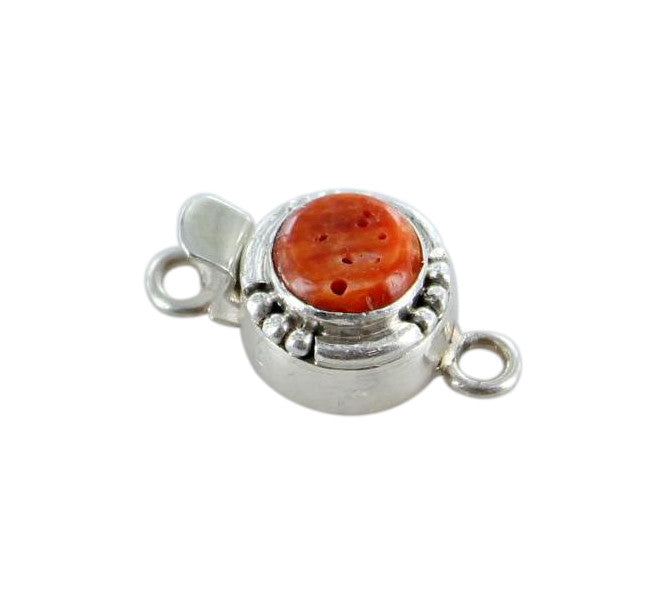 SPINY OYSTER Clasp Sterling Round 10mm Southwest Red or Orange -NewWorldGems