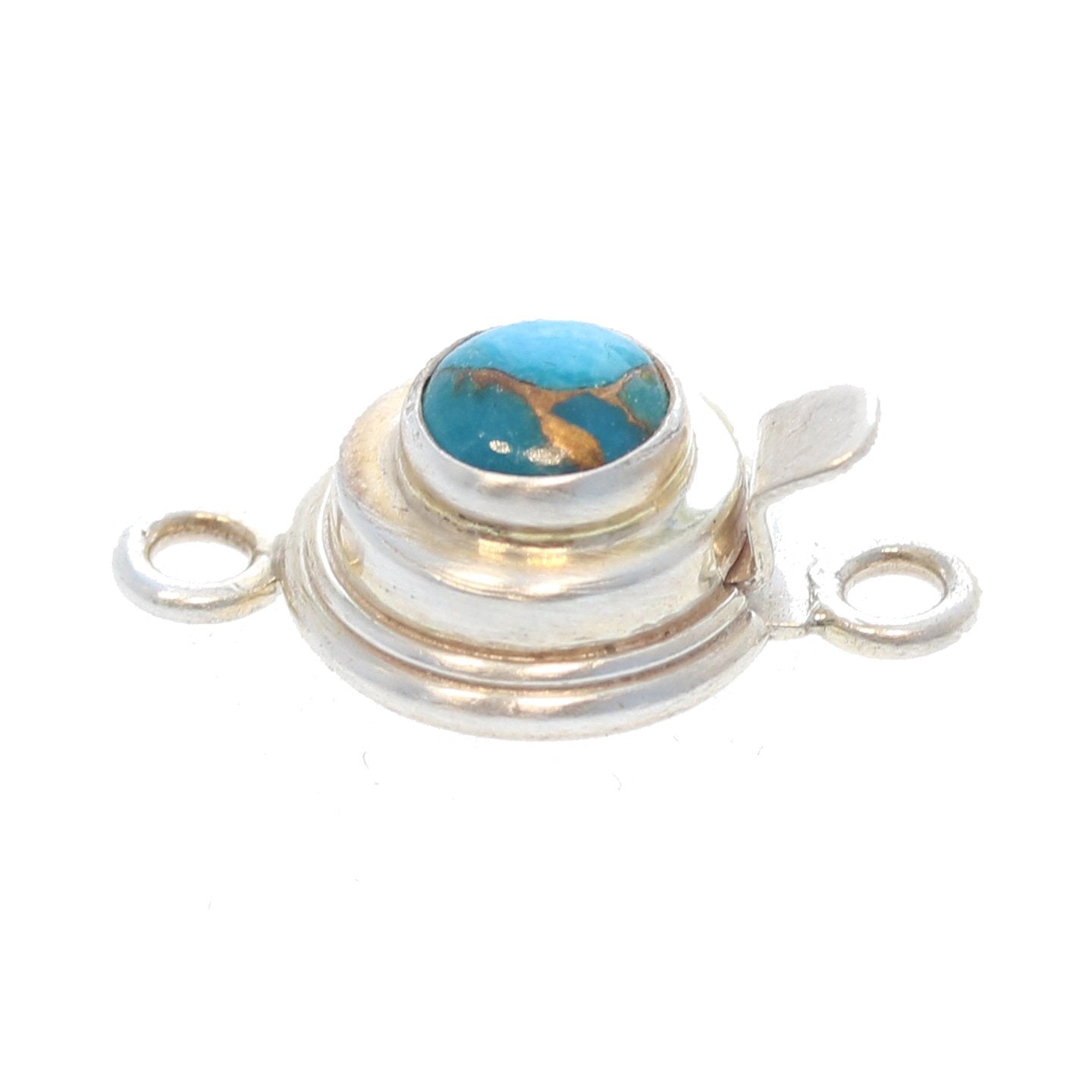 Kingman Turquoise Clasp Copper Vein Round 7Mm Circle Design -NewWorldGems