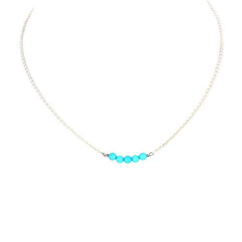 Sleeping Beauty Turquoise Sterling Silver Chain Necklace 17" Sterling Chain -NewWorldGems