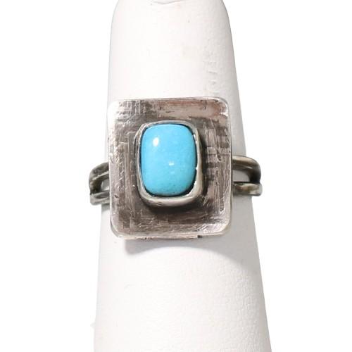 Ring Sleeping Beauty Turquoise Sterling Faceted Sze 6 -NewWorldGems