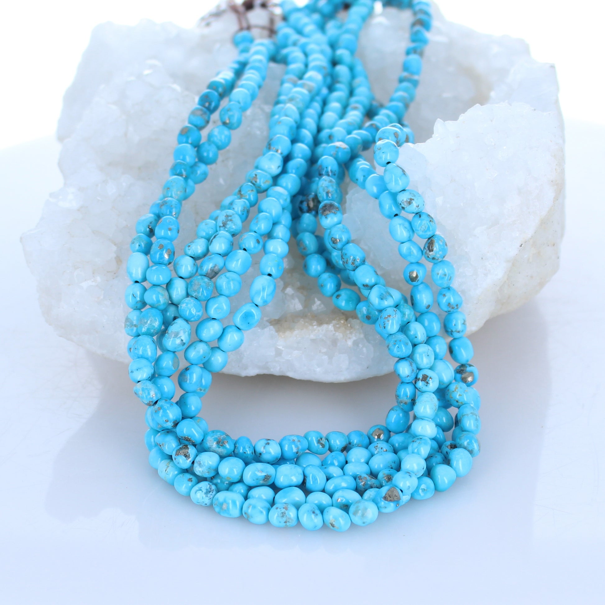BLUE BIRD TURQUOISE Beads 5mm Semi Round Blue Arizona -NewWorldGems