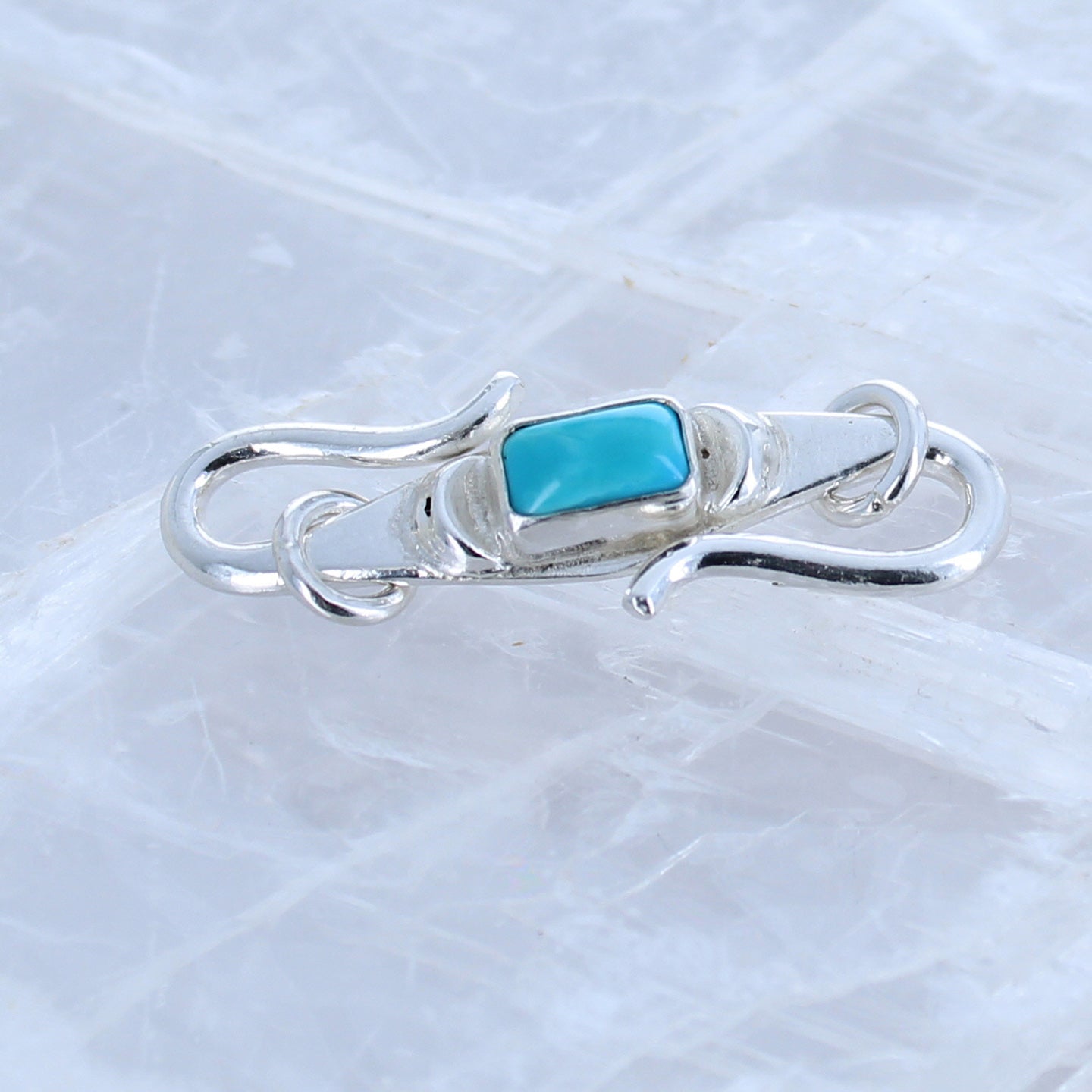 Sleeping Beauty Turquoise Clasp S Shaped Sterling Moons 5x8mm -NewWorldGems