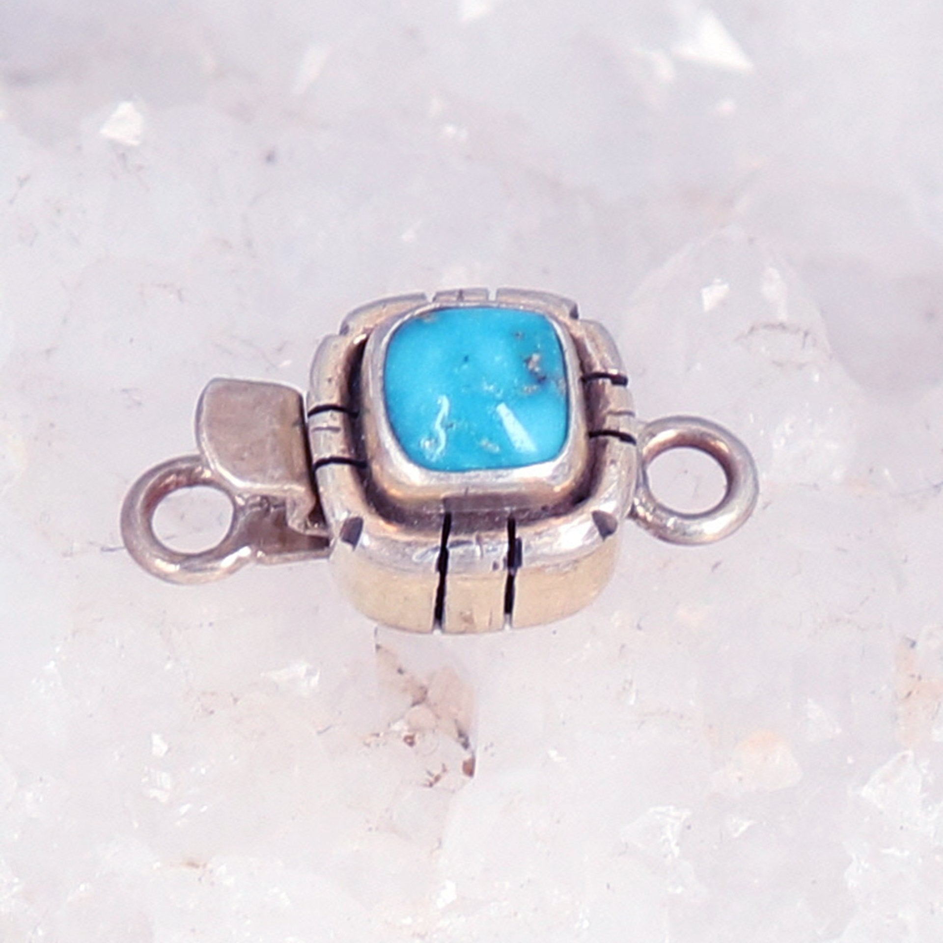 Sonoran Mountain Turquoise Clasp Granulated Design Sterling -NewWorldGems