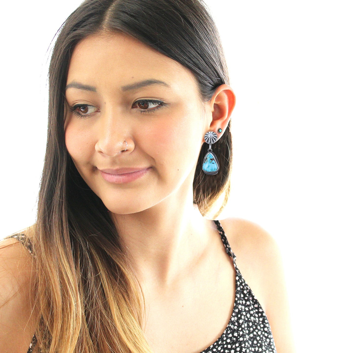 DRY CREEK Turquoise Earrings Sterling Large Teardrops Southwest -NewWorldGems