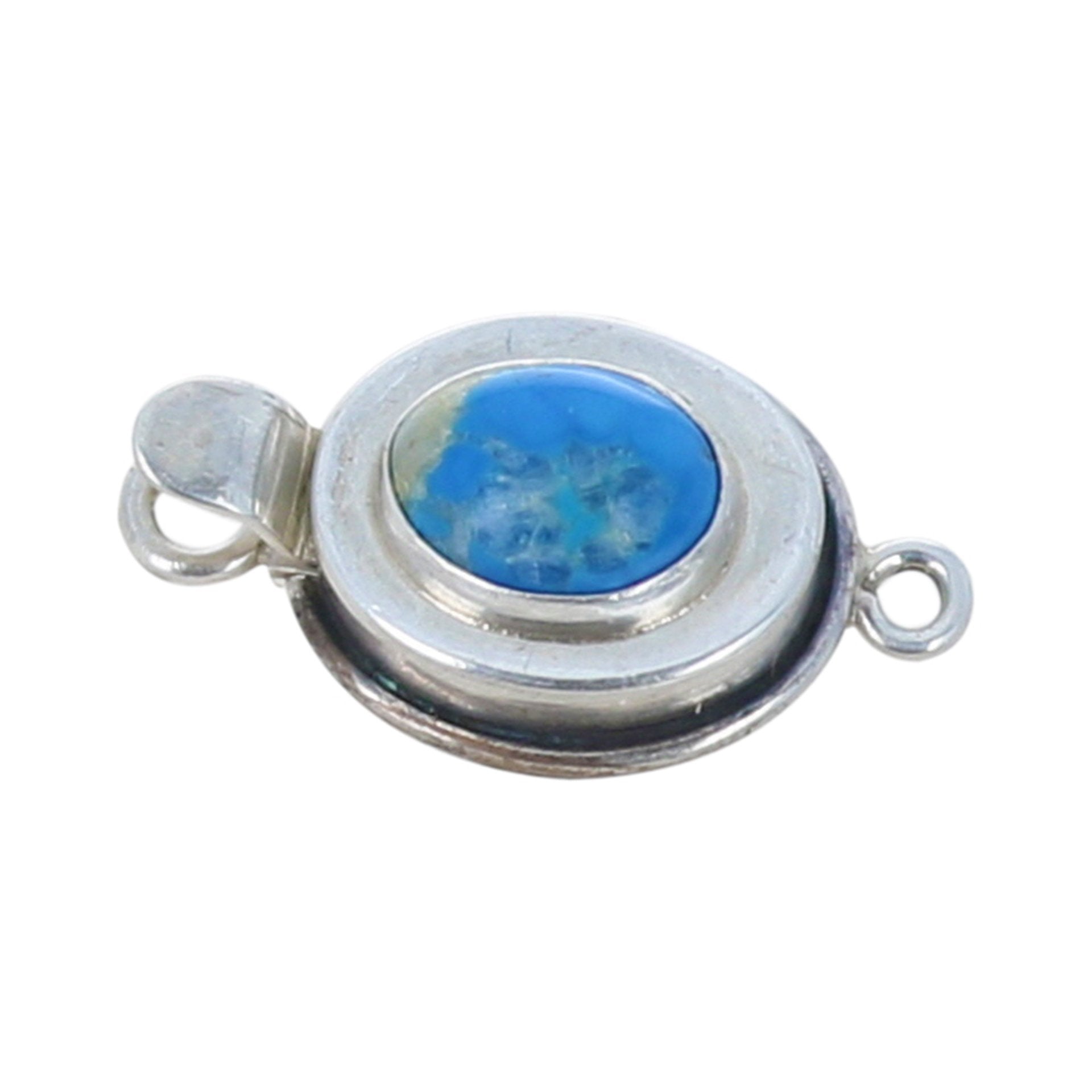 Ceruleite Clasp Sterling 8X10Mm Oval Classic Design -NewWorldGems