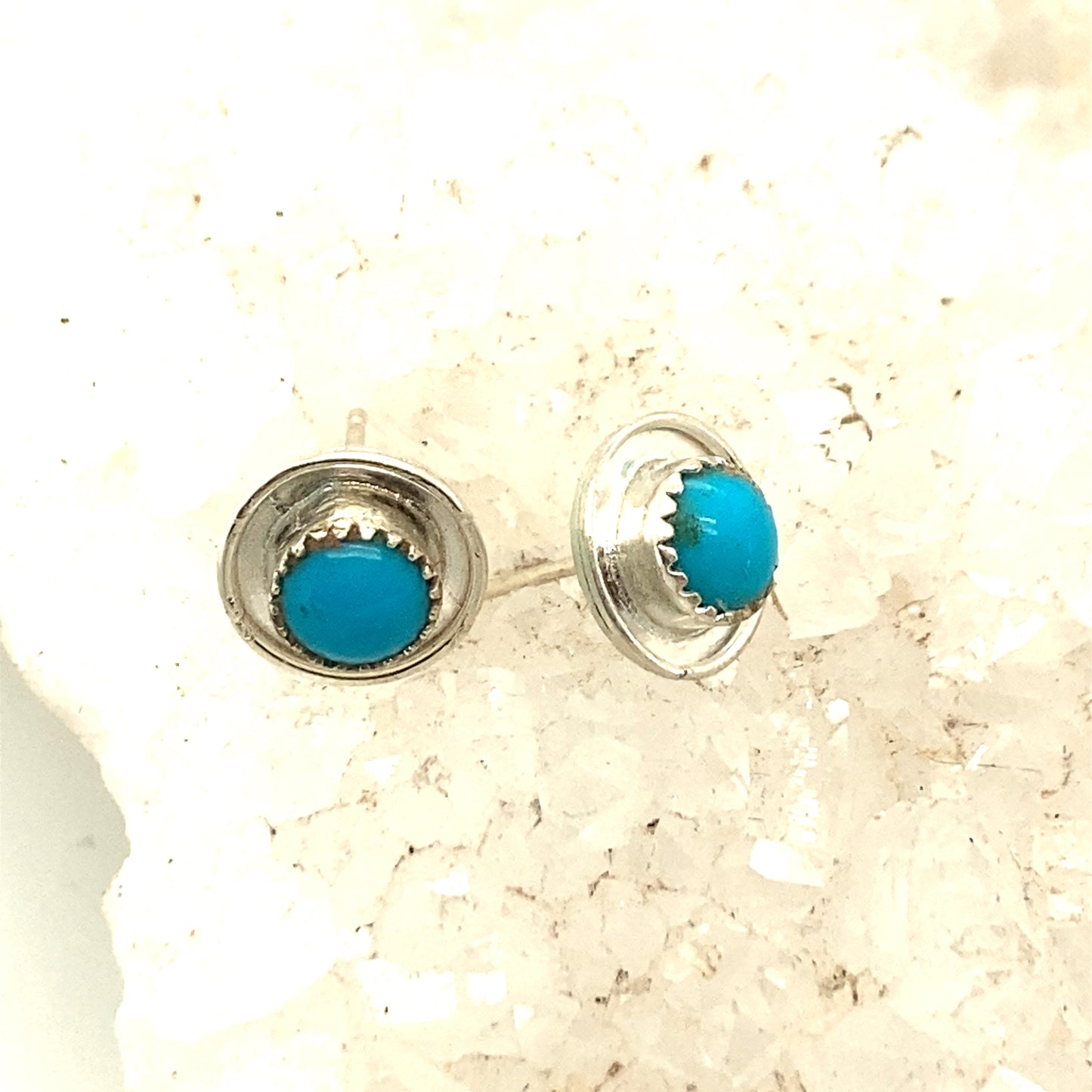 Bluebird Mine Turquoise Earrings Ovals Sterling Posts 4mm -NewWorldGems