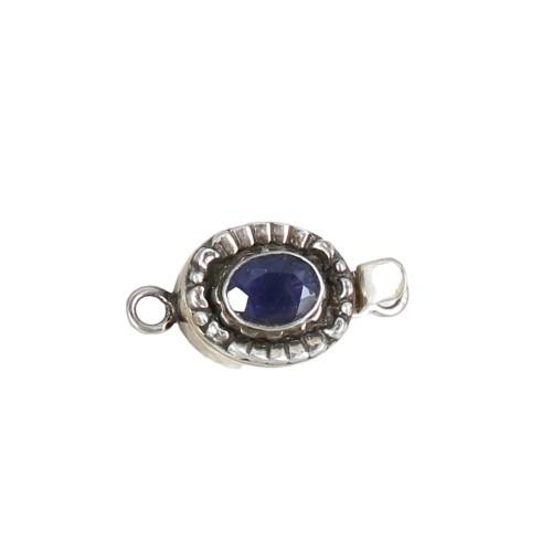 Iolite Clasp Faceted 7X9Mm Sterling Granulated -NewWorldGems