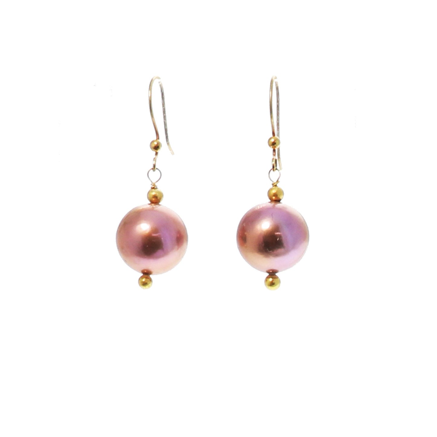 Pearl Earrings 18K Gold Edison Pearl Pink Classic -NewWorldGems