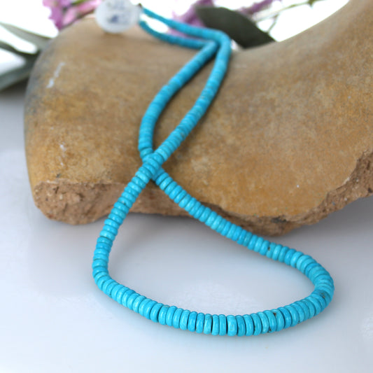 AAA SLEEPING BEAUTY Turquoise Beads Buttons Graduated 4-7mm 19" -NewWorldGems