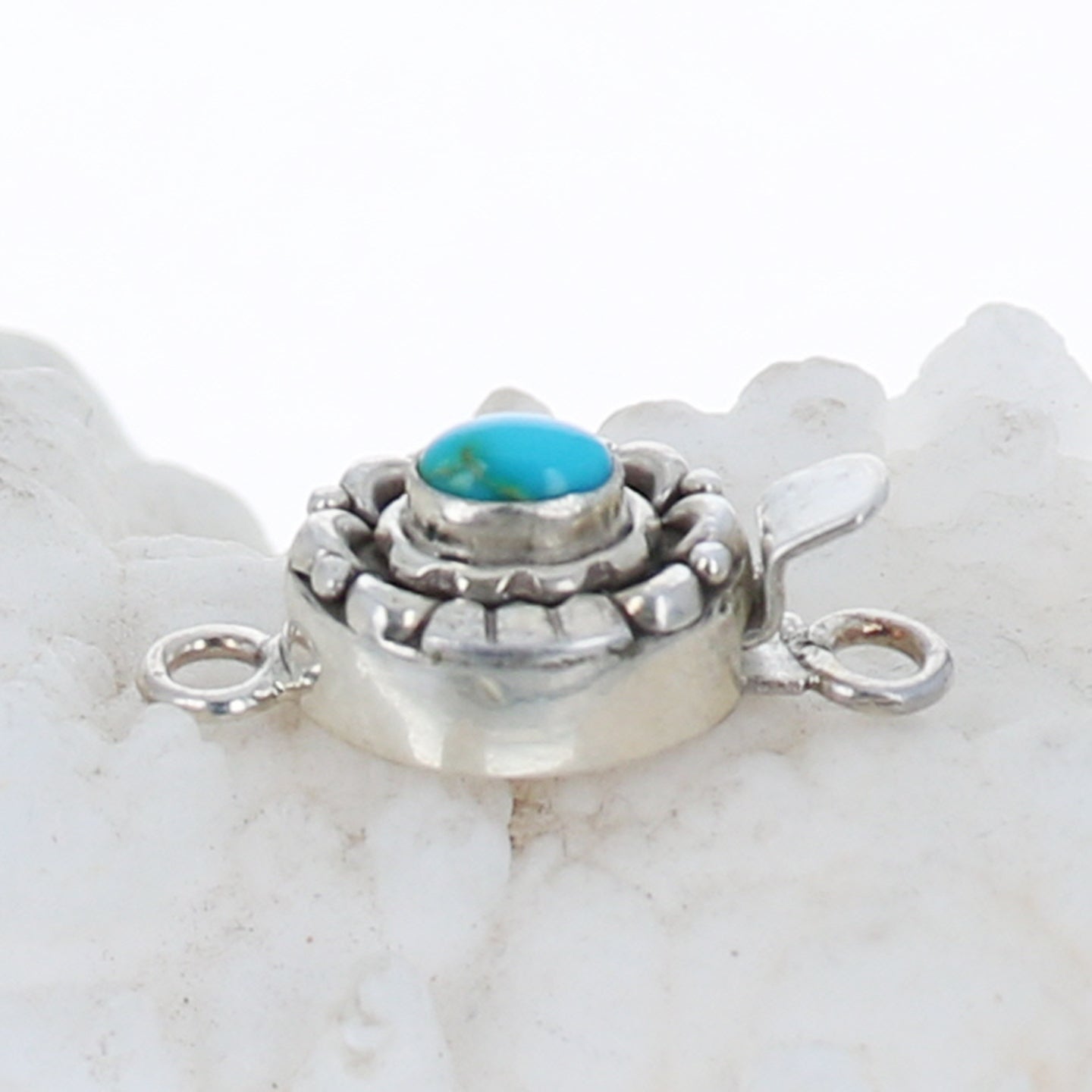 Sonoran Mountain Turquoise Clasp Sterling Moon Lotus 4x6mm -NewWorldGems