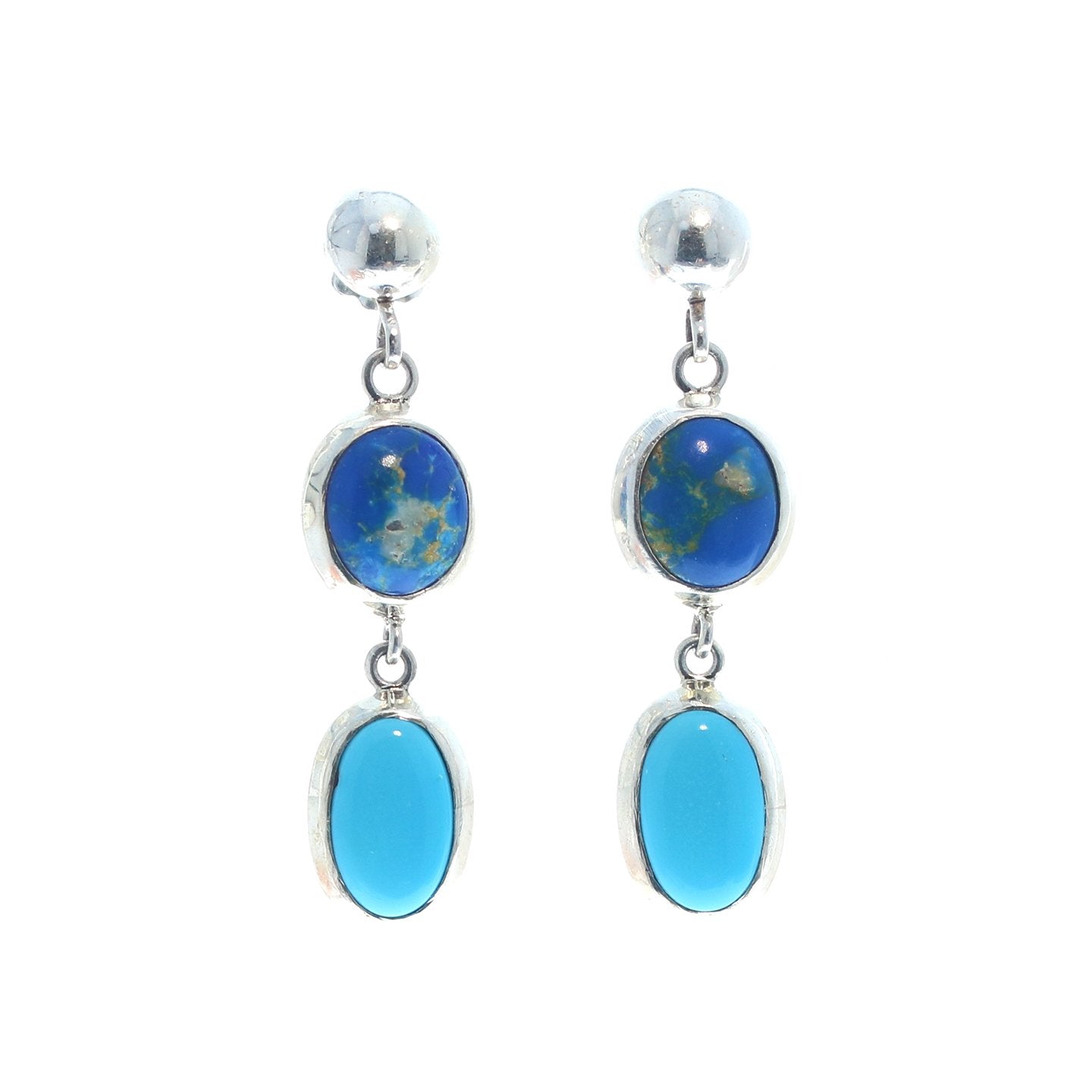 Sleeping Beauty Turquoise And Ceruleite Earrings Sterling -NewWorldGems
