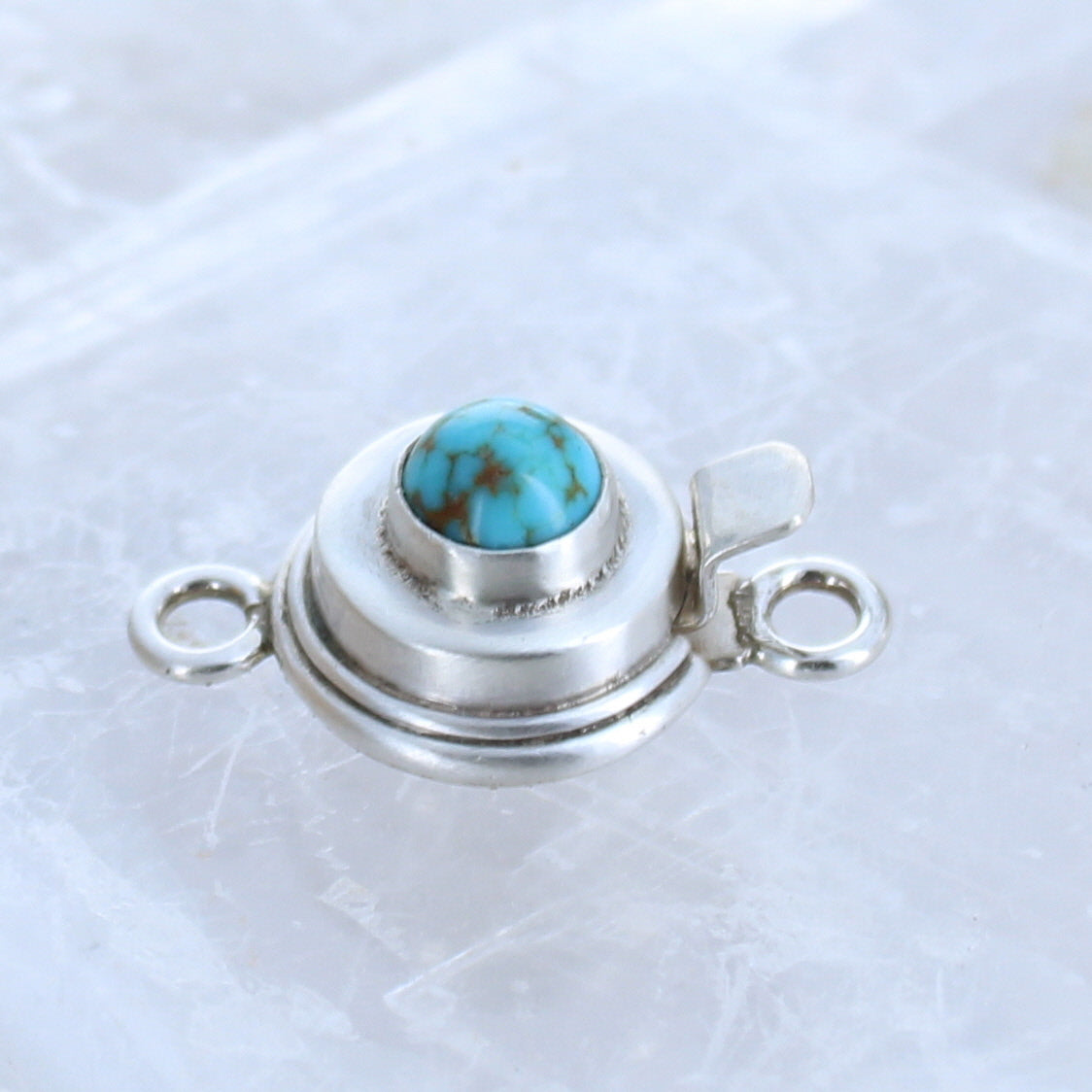Blue Carico Lake Turquoise Sterling Clasp 6mm Round Classic Style -NewWorldGems