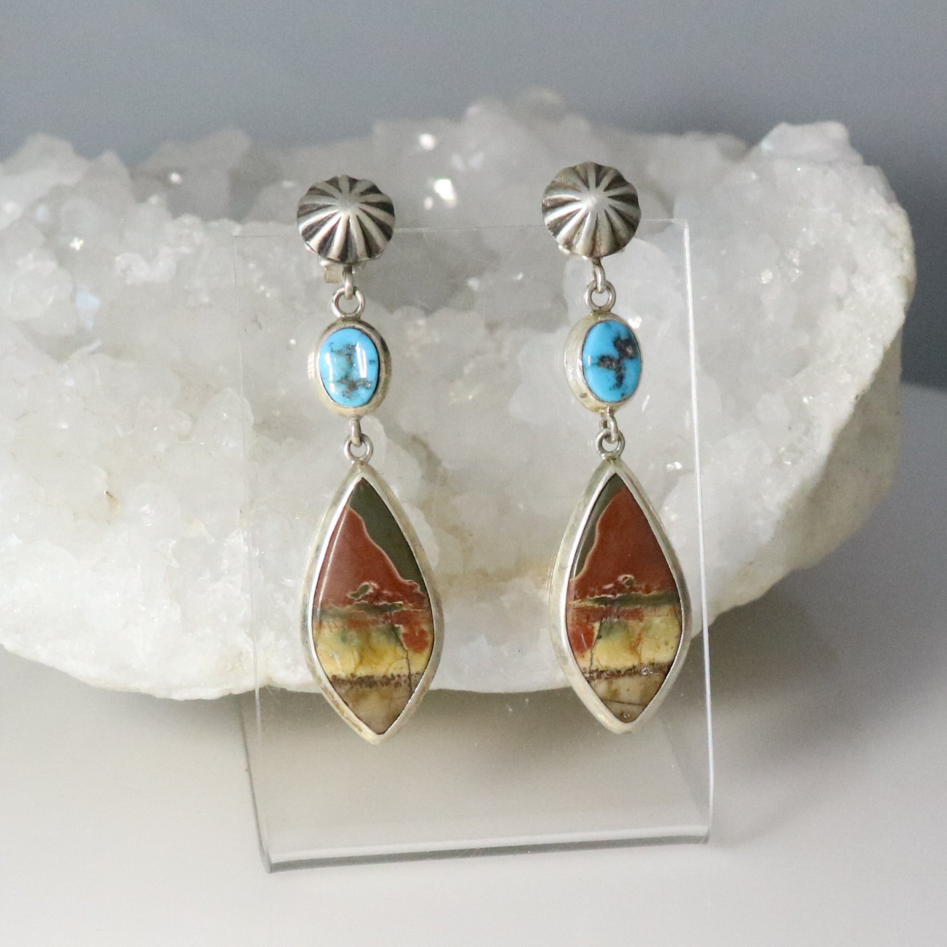 SLEEPING BEAUTY TURQUOISE and Sonora Sunrise Jasper Earrings -NewWorldGems