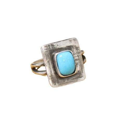 Ring Sleeping Beauty Turquoise Sterling Faceted Sze 6 -NewWorldGems