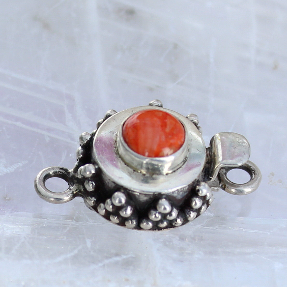 Spiny Oyster Clasp Red Sterling Oval 6mm Granulated -NewWorldGems