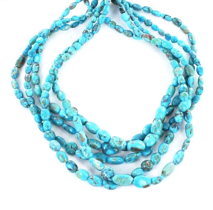 Chinese Turquoise Blue Potato Beads 18" Strand -NewWorldGems
