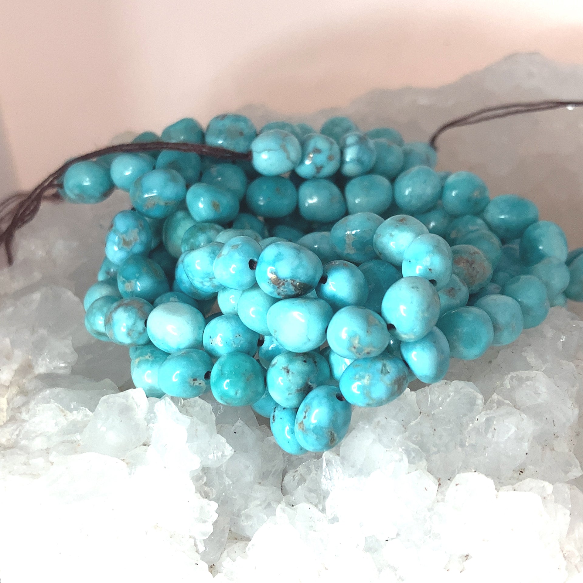 White Water {Mexican} Turquoise Beads 7mm Potatos -NewWorldGems