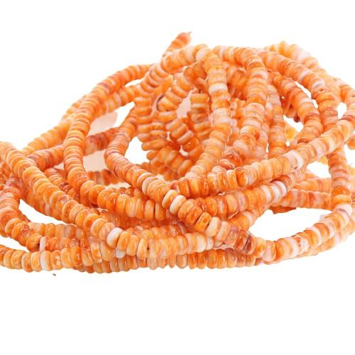 Apricot Orange Spiny Oyster Beads Buttons Rondelles 6mm 16" -NewWorldGems