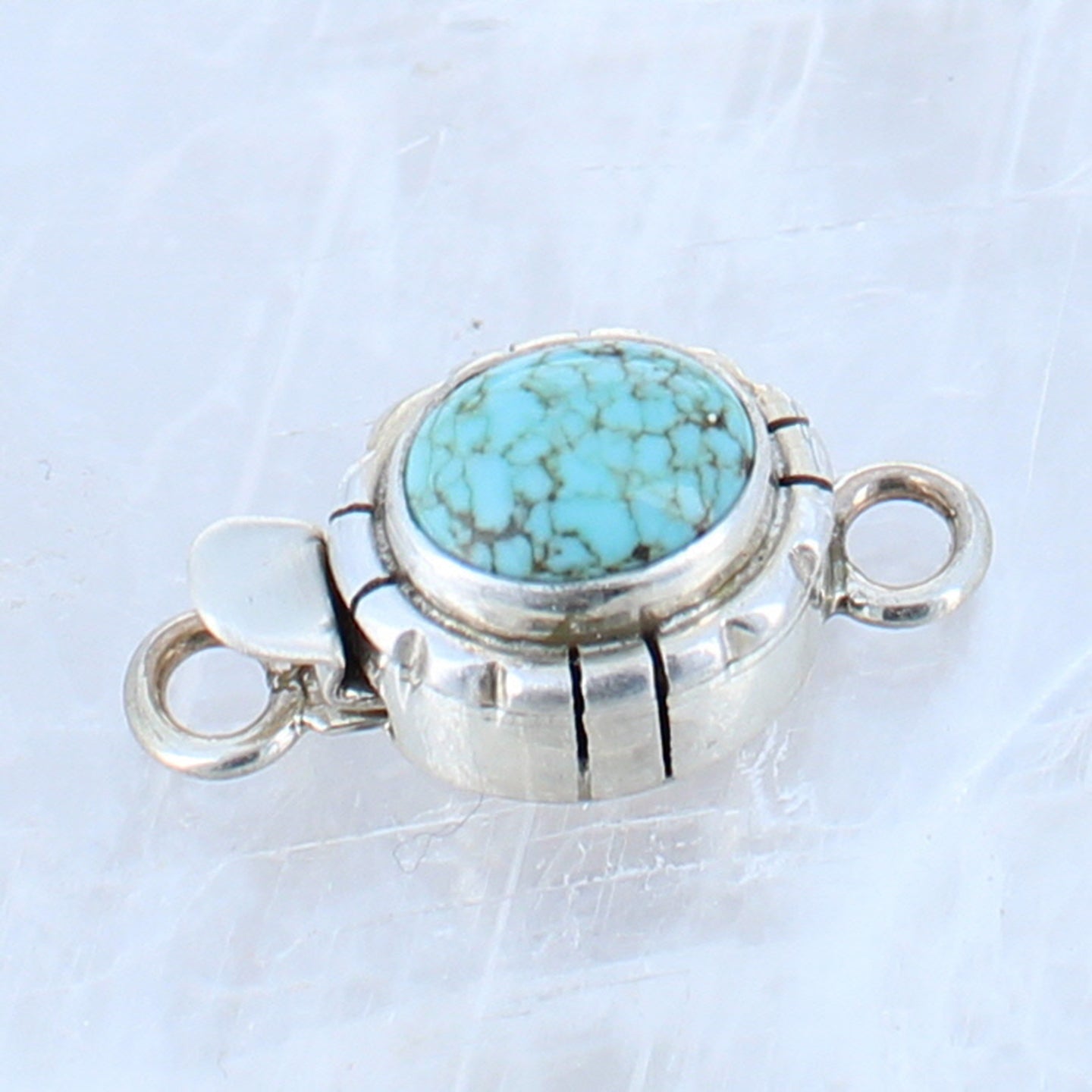 Turquoise Nevada #8 Mine Clasp Sterling Southwestern Design -NewWorldGems