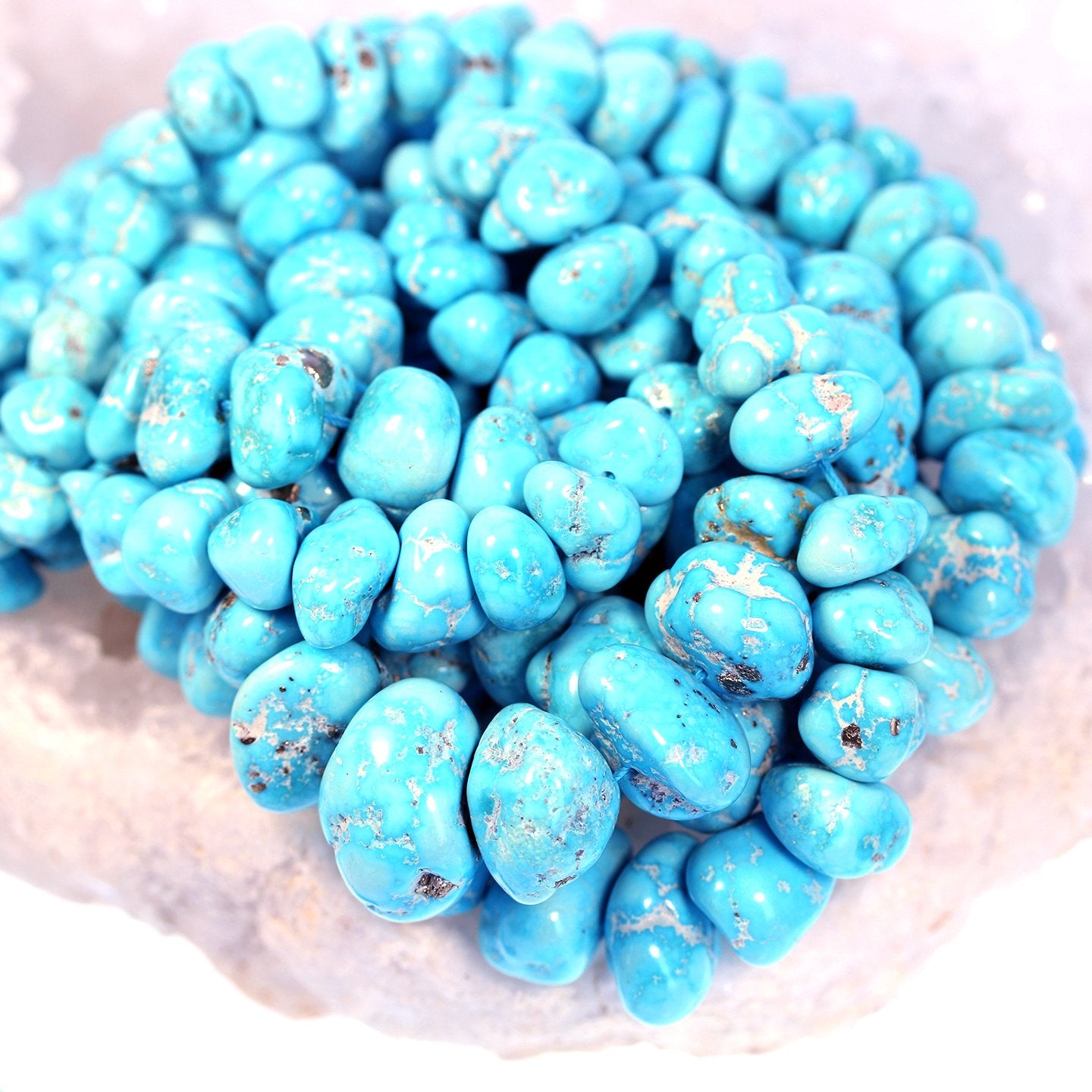 Sleeping Beauty Turquoise Beads Large Nuggets 7-24Mm -NewWorldGems