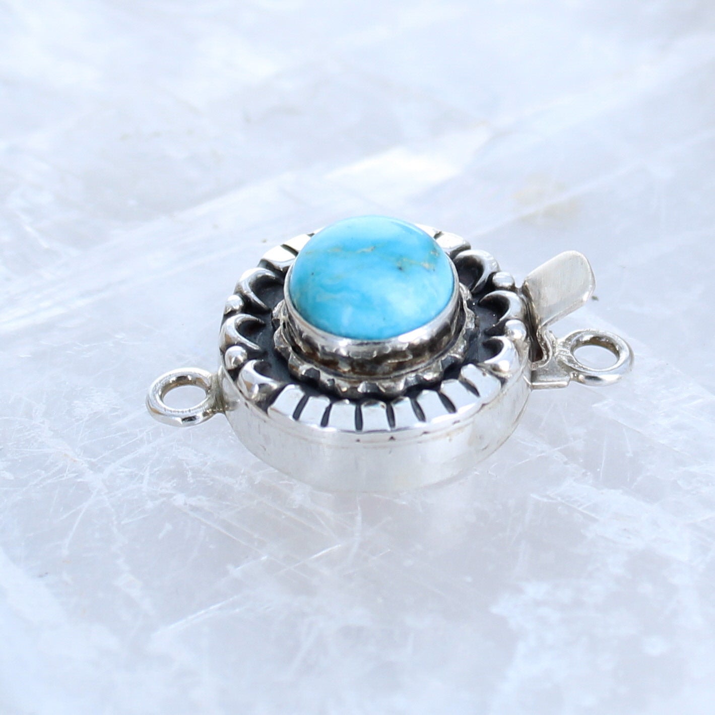 Blue Ridge Turquoise Sterling Silver Moon Clasp 10mm -NewWorldGems
