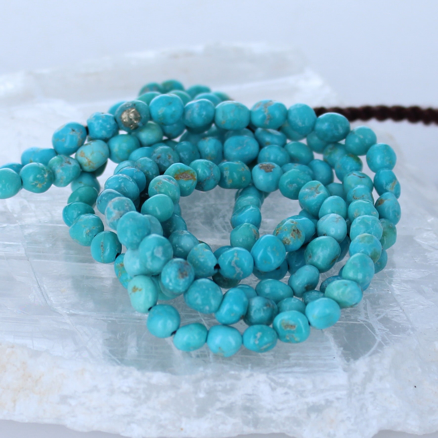 White Water Turquoise Beads 5.6mm Teal Round Blue -NewWorldGems