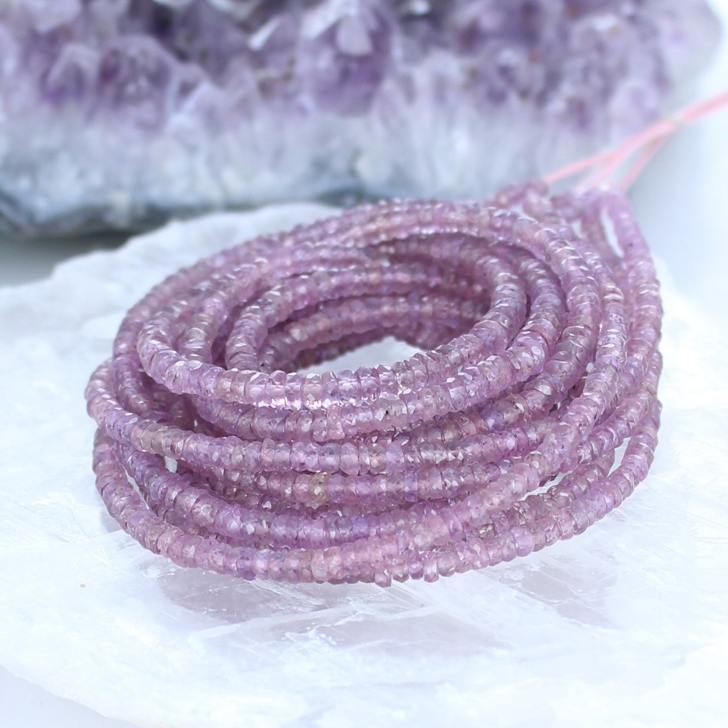 AAA Sugar Plum Sapphire Beads Faceted Rondelles 3-3.5mm -NewWorldGems