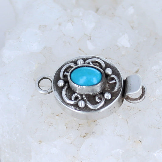AAA Sleeping Beauty Turquoise Clasp Sterling Spiral Design Oval 4x6mm -NewWorldGems
