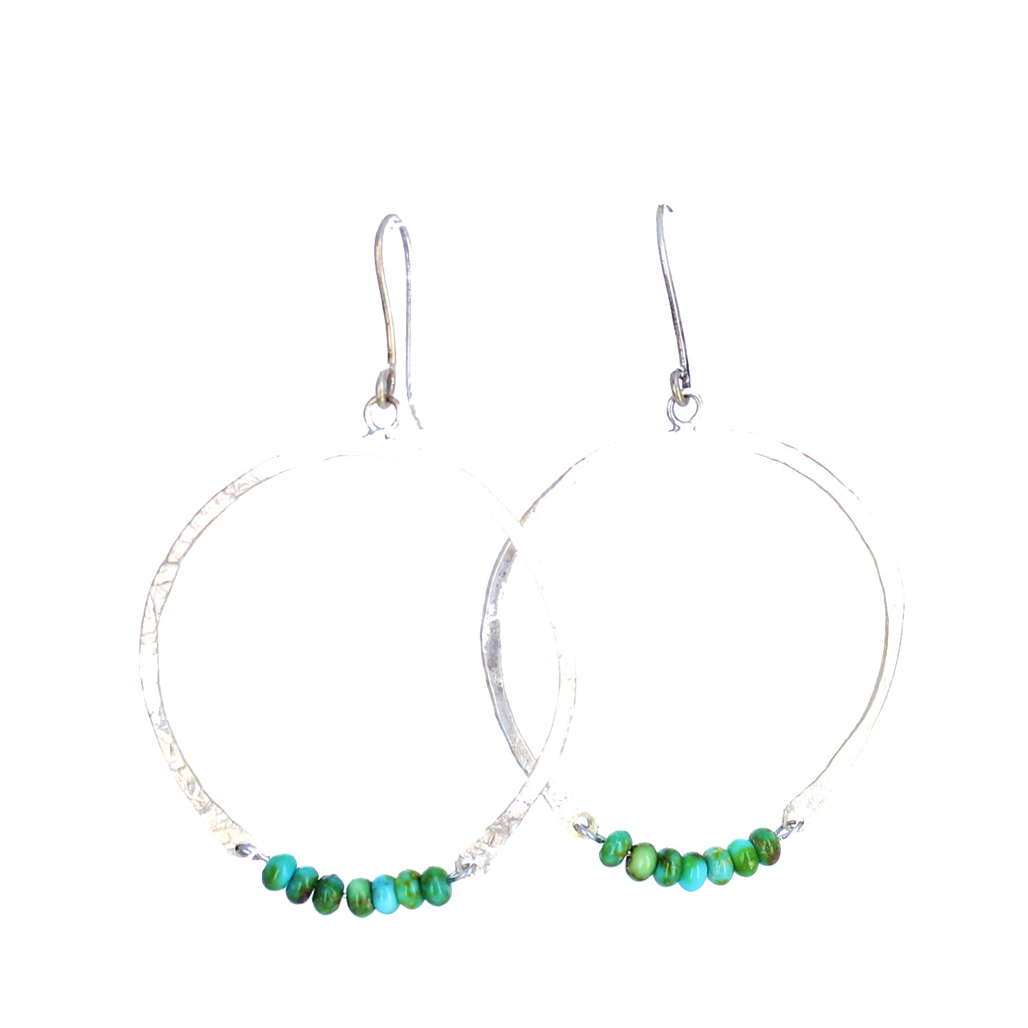 Sonoran Gold Turquoise Beaded Earrings Hoops -NewWorldGems