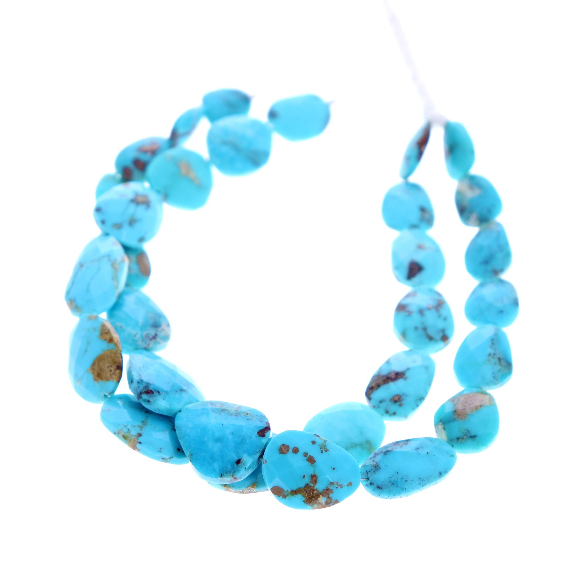 Sleeping Beauty Turquoise Beads Faceted Free Forms Large 8.25" -NewWorldGems