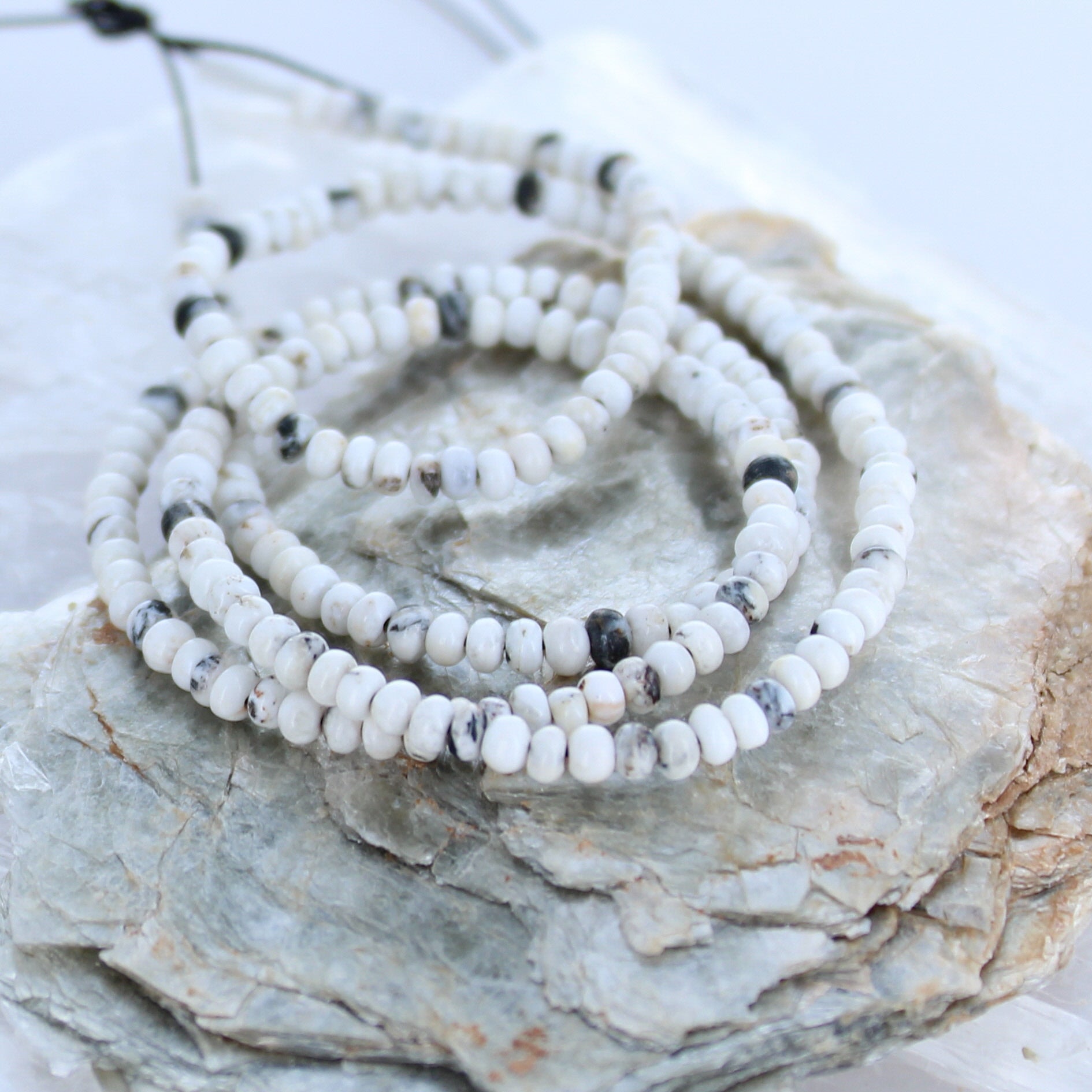 RARE White Buffalo Turquoise Rondelle Beads 3mm Nevada -NewWorldGems