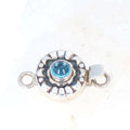 Swiss Blue Topaz Clasp Moon Lotus Design Sterling 5mm -NewWorldGems