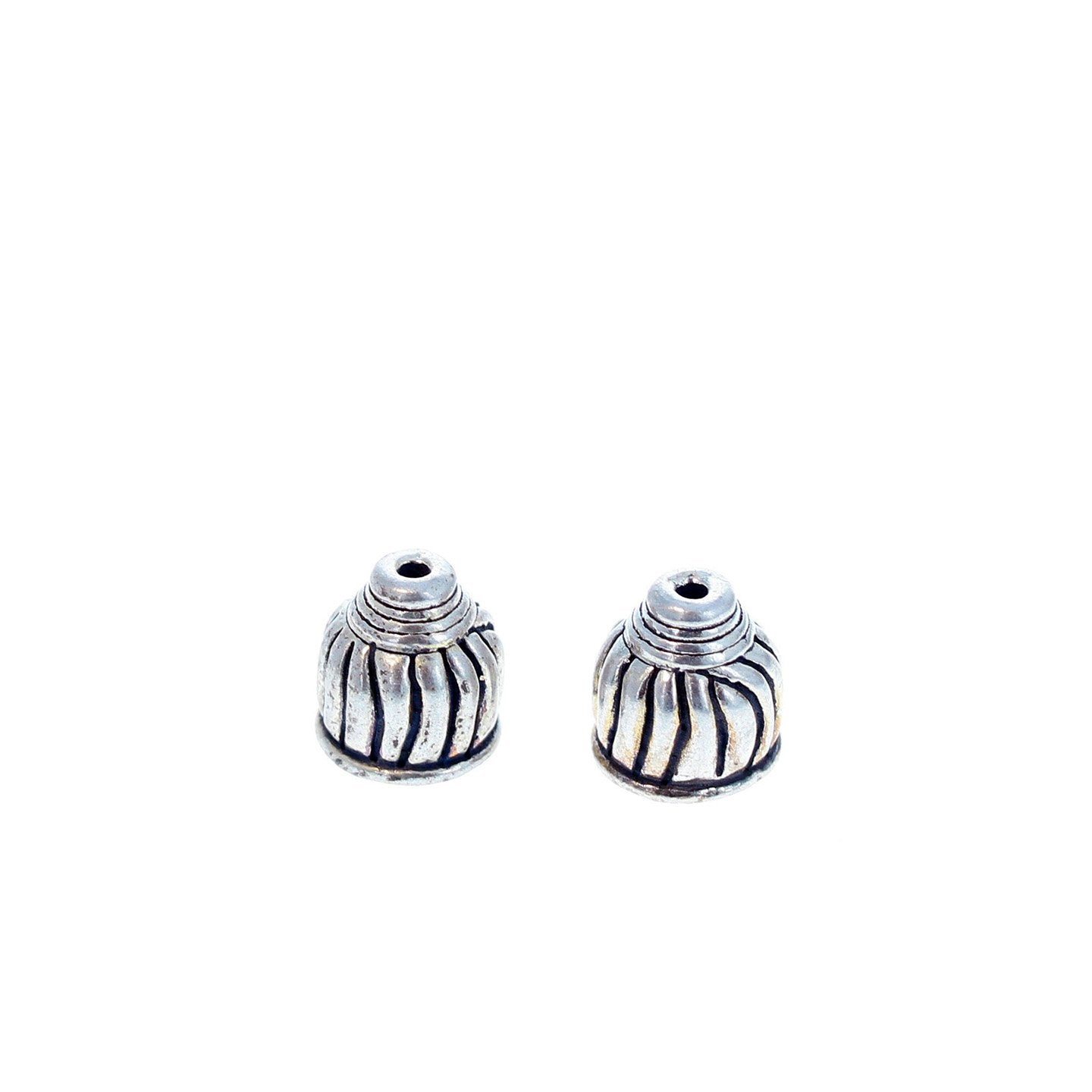 Sterling Silver End Cones Groove Design 8.6X7mm Pair -NewWorldGems