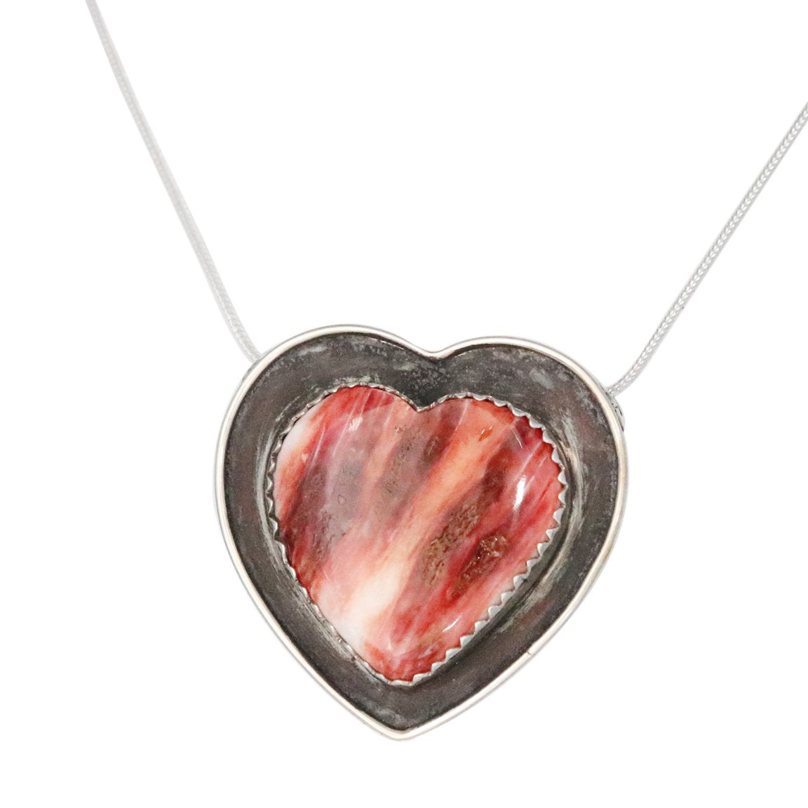 Heart Pendant Spiny Oyster Sterling Southwest Necklace -NewWorldGems