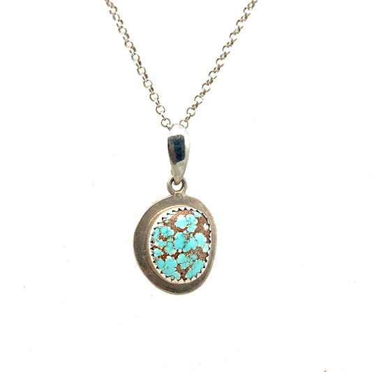 Beautiful Blue Carico Lake Turquoise Pendant Sterling Small -NewWorldGems