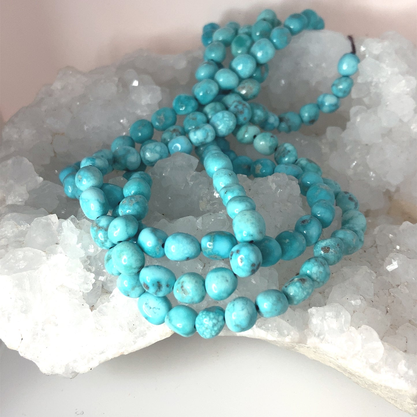 White Water {Mexican} Turquoise Beads 7mm Potatos -NewWorldGems