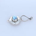 Kazakhstan Turquoise Clasp J Hook Patterned Sterling -NewWorldGems