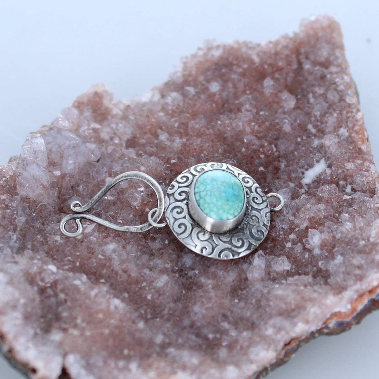 Mixed American and Sonoran Turquoise Sterling Clasp J Hook -NewWorldGems