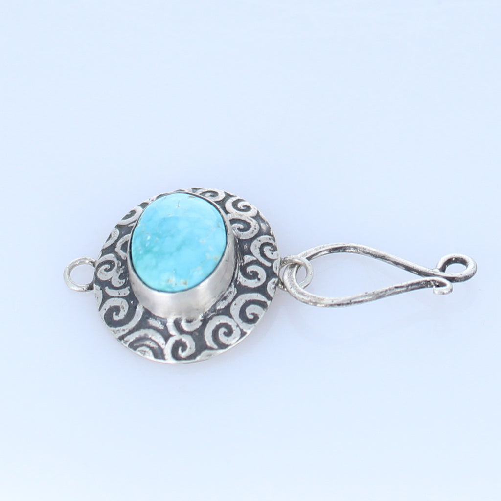 Mixed American and Sonoran Turquoise Sterling Clasp J Hook -NewWorldGems