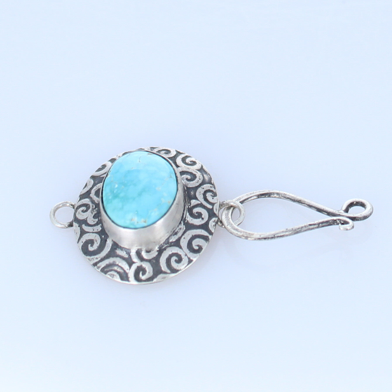 Mixed American and Sonoran Turquoise Sterling Clasp J Hook -NewWorldGems