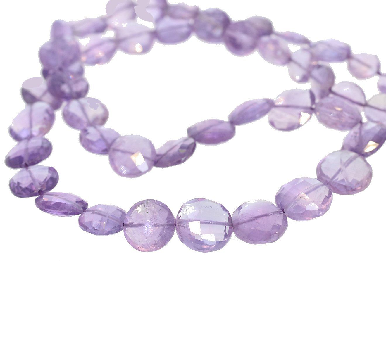 Amethyst Beads Faceted Coin Shape Graduated 8-10.8Mm -NewWorldGems