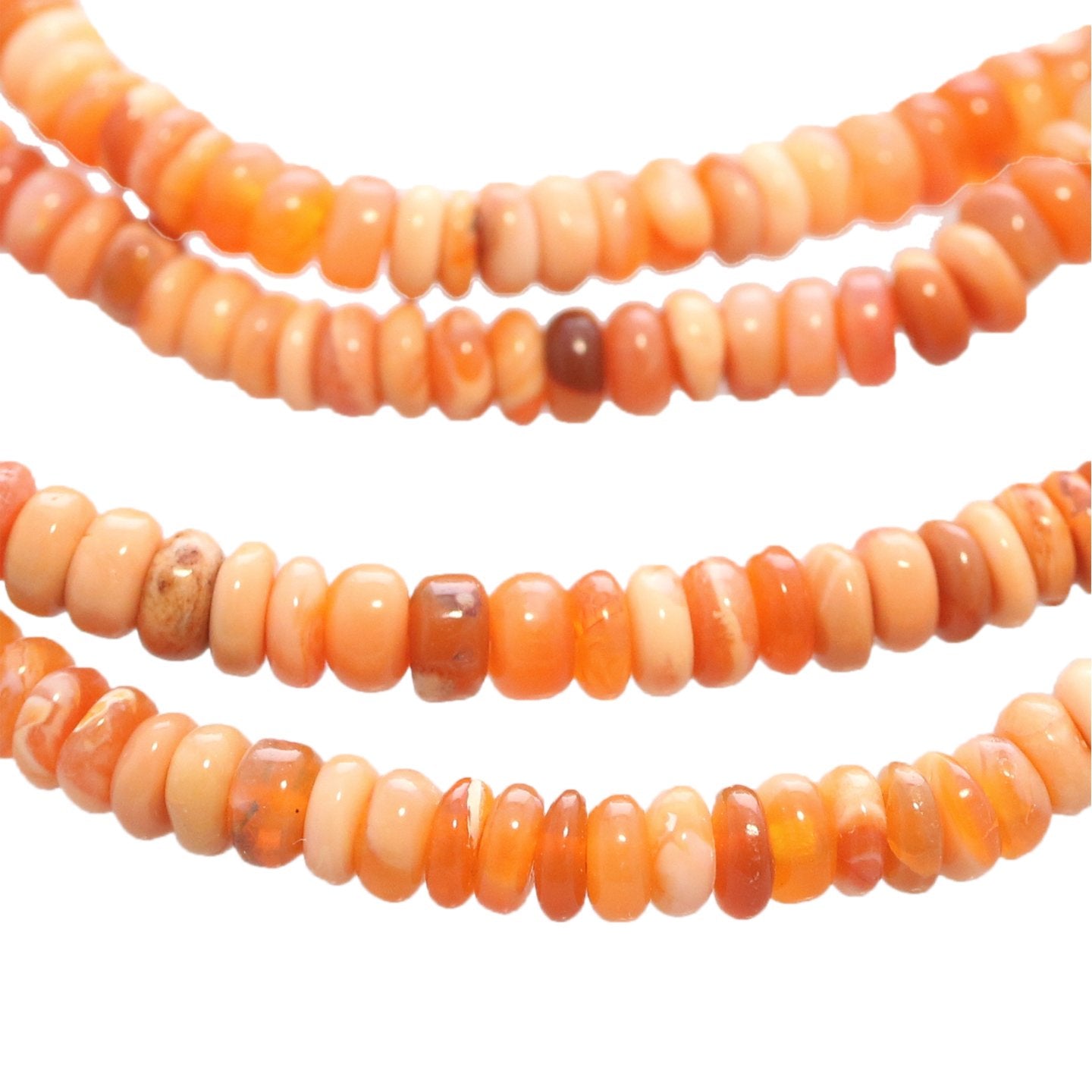 Mexican Opal Beads Rondelles Creamy Light Apricot 3.5-4.5Mm, -NewWorldGems