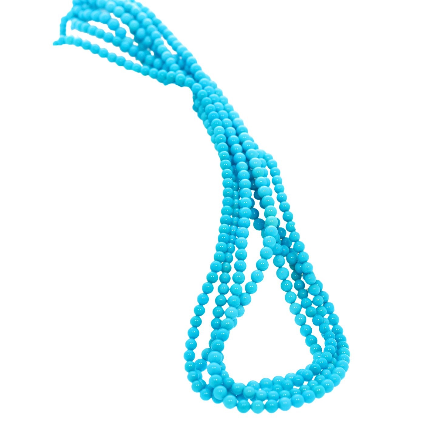 5 Star Sleeping Beauty Turquoise Beads Round 3.9-4Mm -NewWorldGems