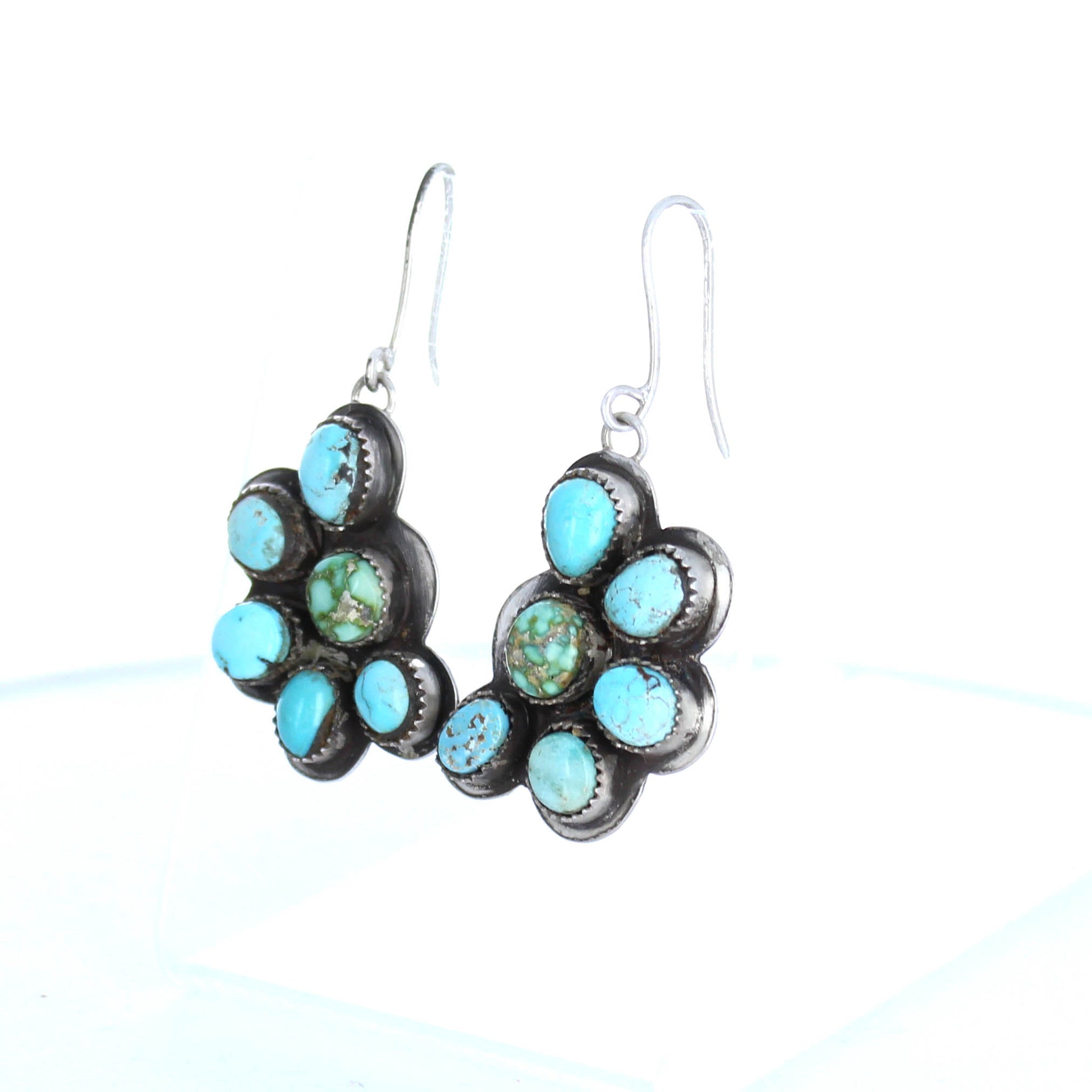 Dry Creek Turquoise Earrings Sterling 6-Stone Charmers -NewWorldGems