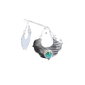 SONORAN GOLD Turquoise Earrings Arabesque Fan Green Blue Sterling -NewWorldGems
