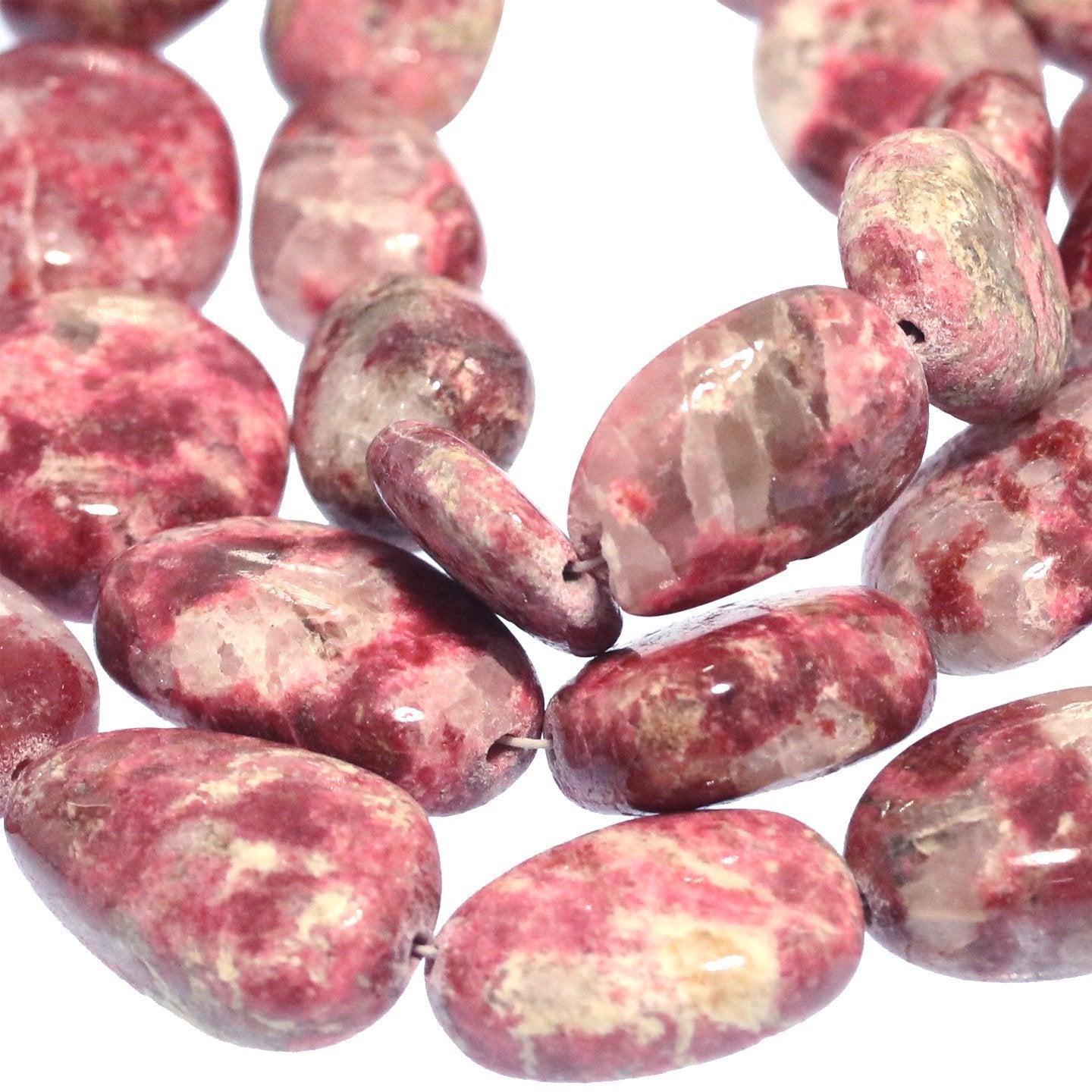 Light Rose Red Thulite Beads {Zoisite} Free Form Ovals 8" Large 12X15-16Mm, -NewWorldGems